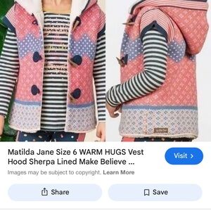 Matilda Jane Pink and Blue Patterned Hooded Vest
